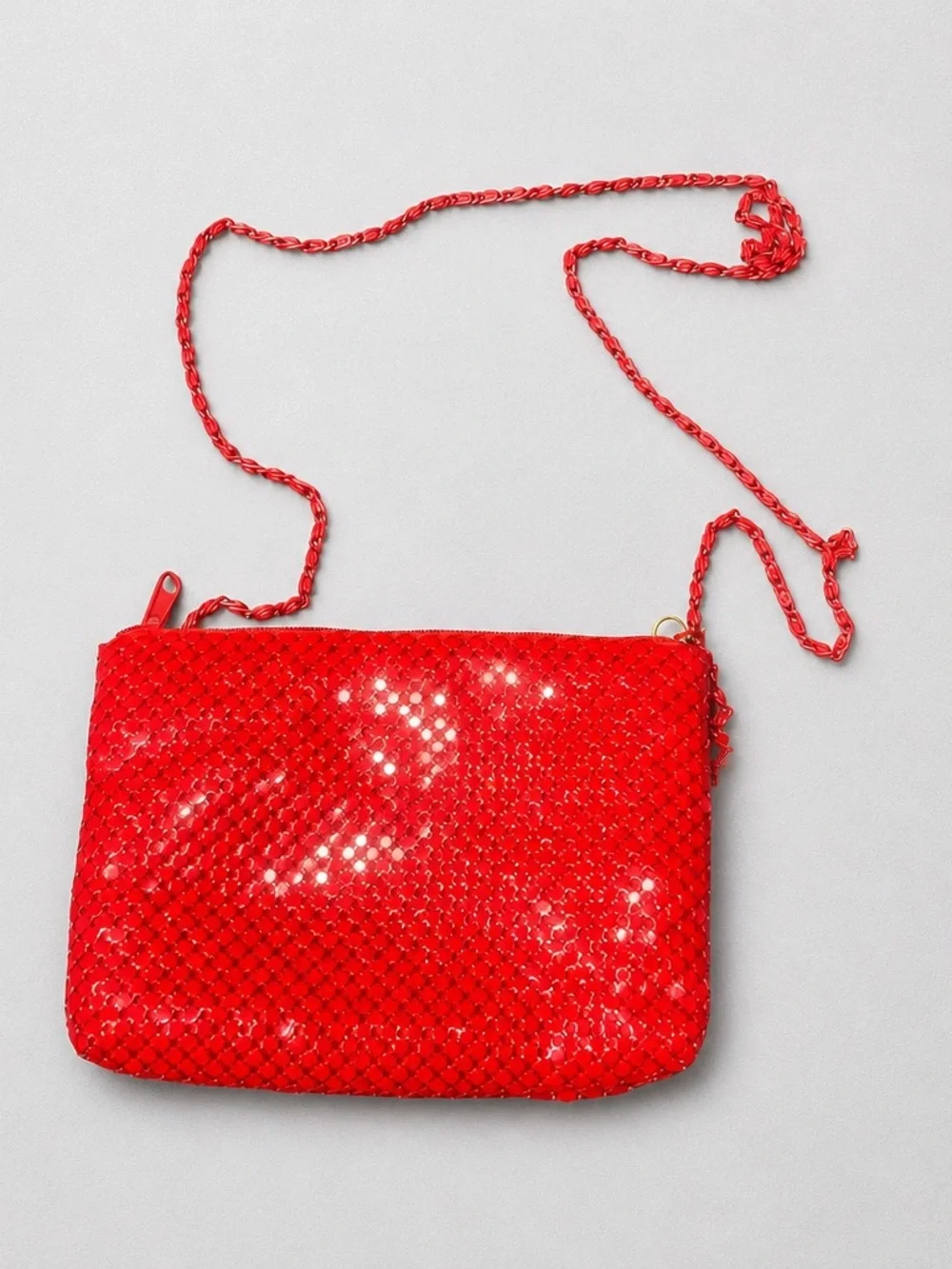 Vintage Red Mesh Crossbody Evening Bag